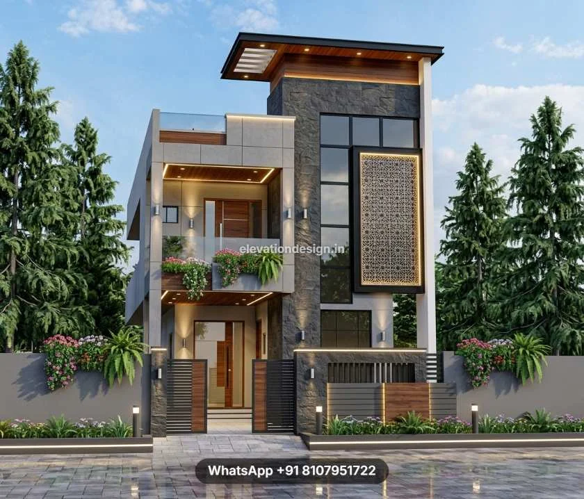 30×40 Elevation Designs Modern Stone Facade