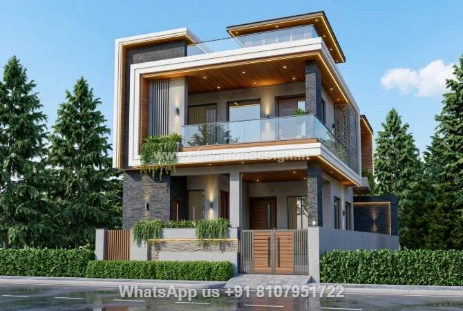 Compound Wall With Simple House Front Elevation