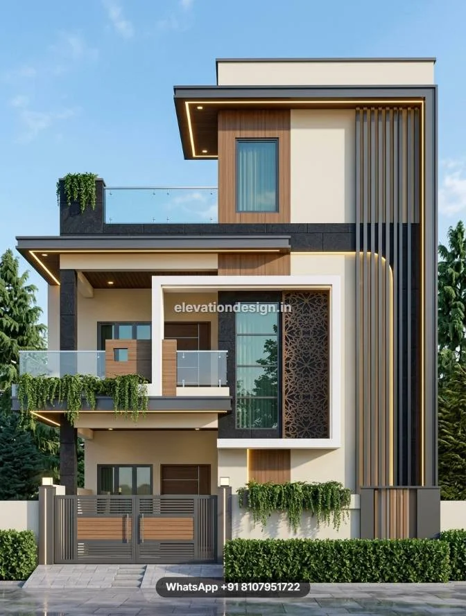DFuplex House With Modern Front Wall Design