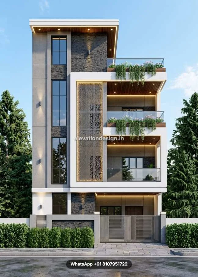 Elevation Design For 3 Floor Modern Front