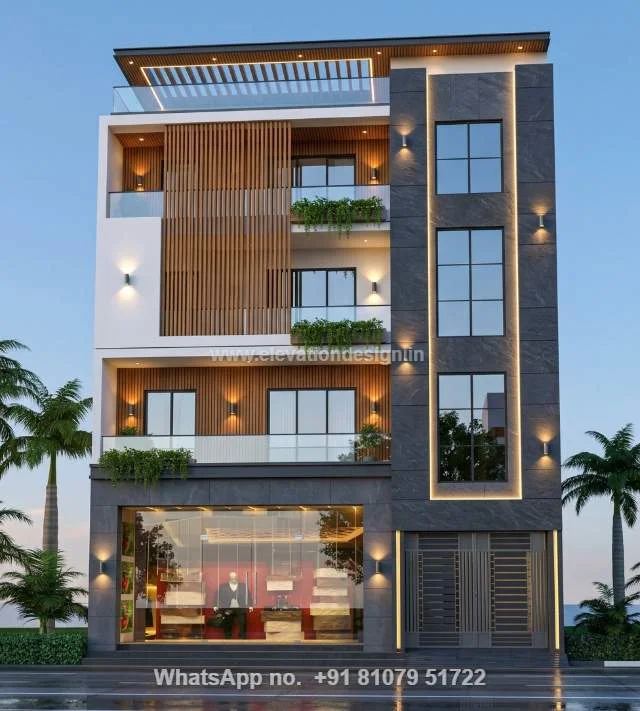 Front House With Shop Design Simple