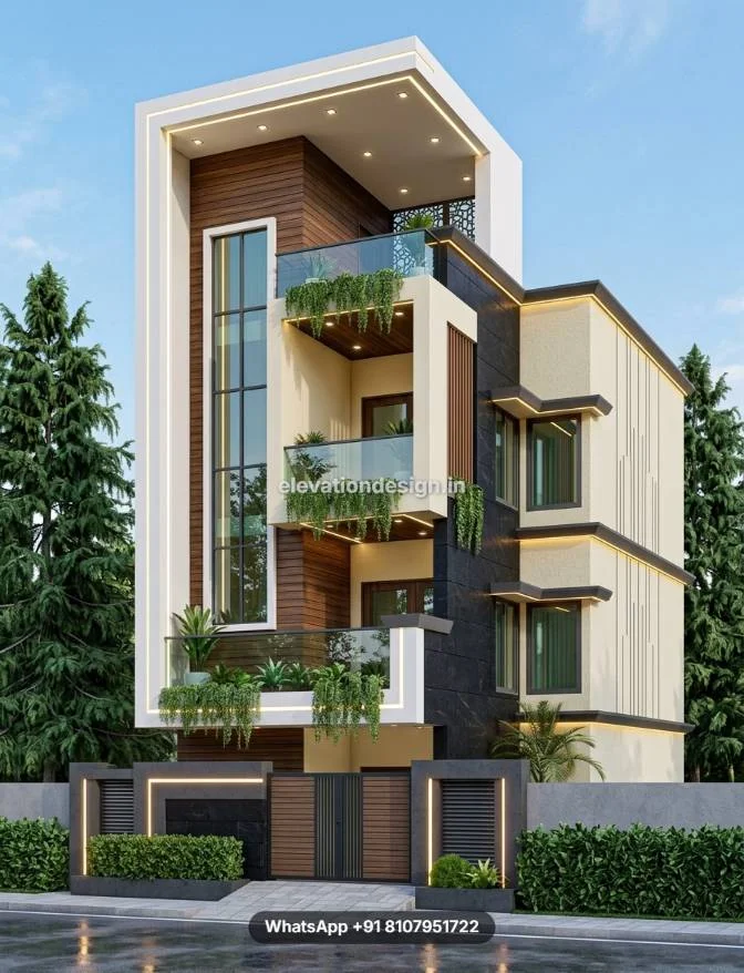 G+1 Elevation For Small 3d House