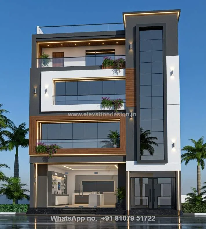 House And Shop  Front Design Indian Style
