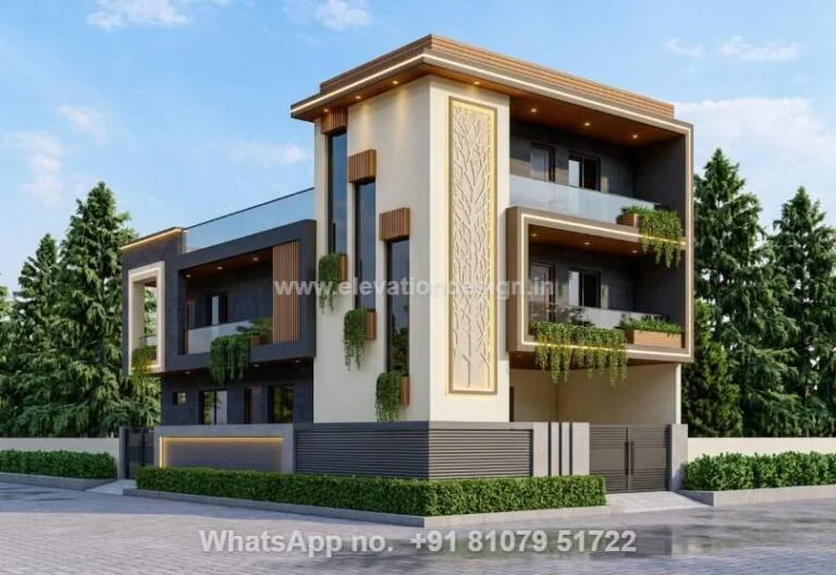 Modern North Facing House Elevation Three Floor