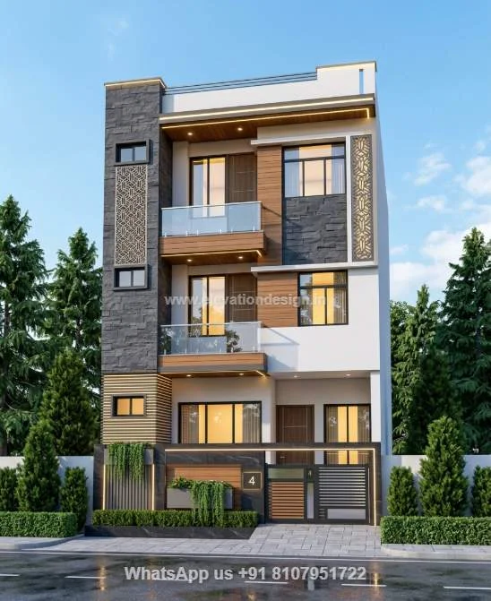 Modern Elevation Design For 3 Floor Building