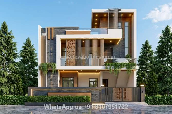 Modern Front Design With Balcony Elevation