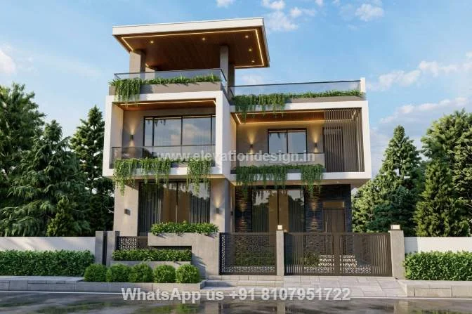 Modern Home Elevation 3D
