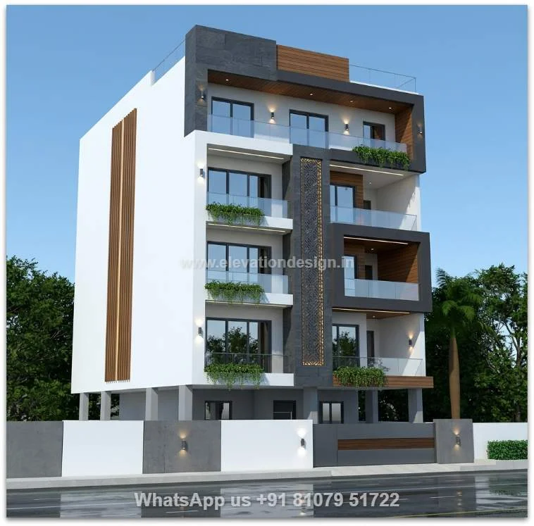 Modern Simple Front Elevation G+4