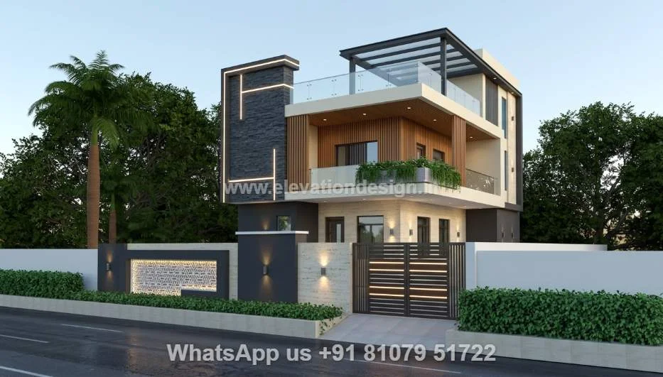 Modern Simple Home Front Elevation Design Double Floor