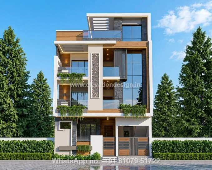 Outer Home Elevation Three Floor