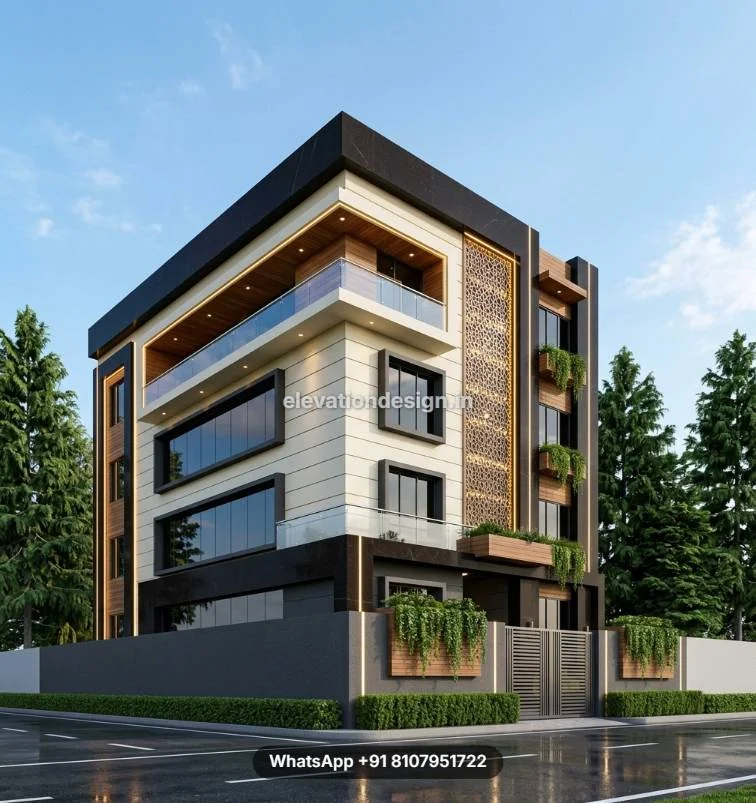 Small 4 Floor Hotel Front Design