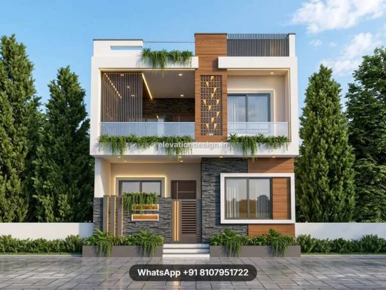 Awesome Modern House Elevation Design With Louvers