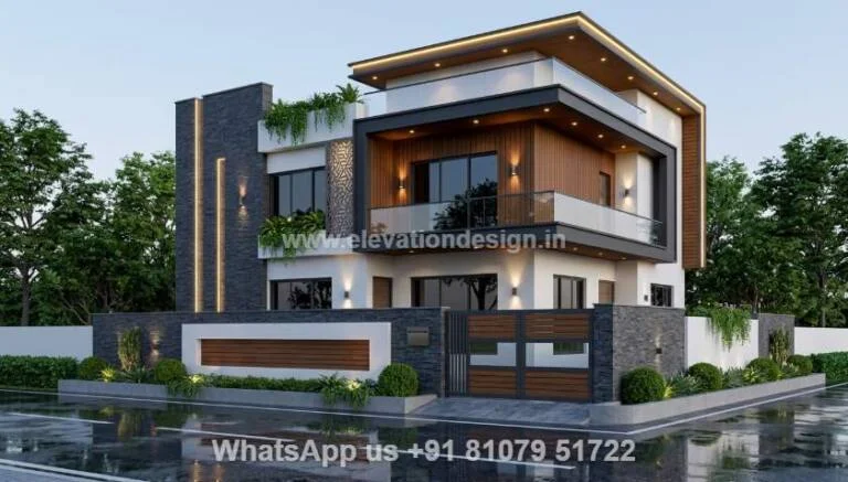 Beautiful Corner House Elevation Design