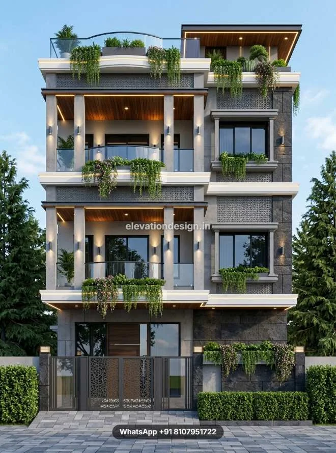 Beautifull Grey Theme 3d Elevation Design