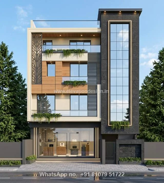 Commercial Front Design For 4 Floor