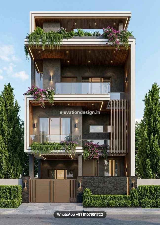 Facade Design For Grey Color Theme House
