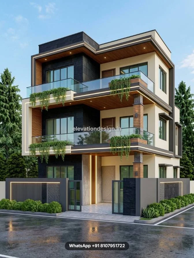 Front House Elevation Design Three Floor