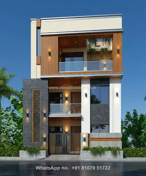 G+2 House Front Design Indian Style