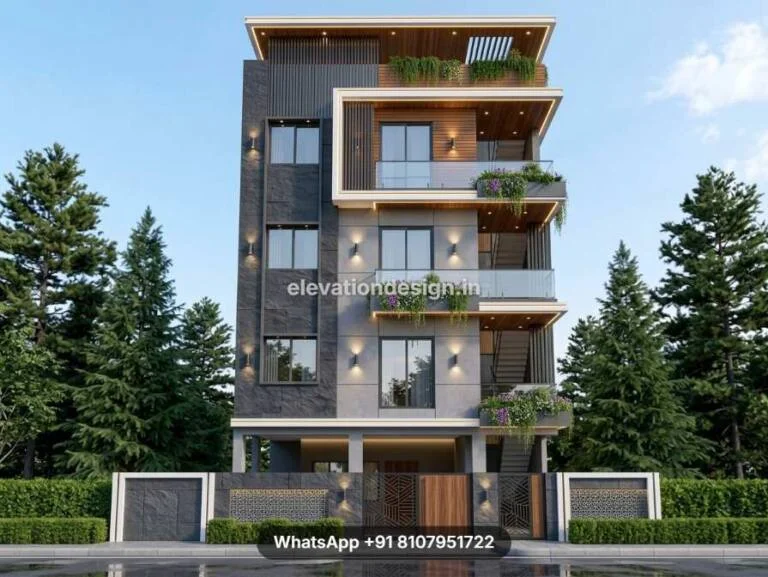 Gorgeous Black Stone Front Elevation Design