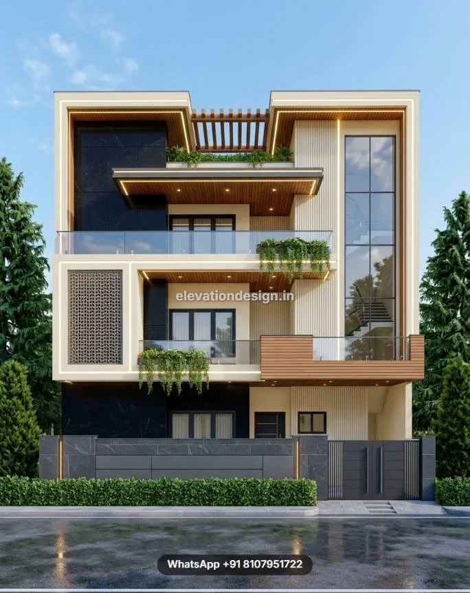 Home Front Design For G+2 Budget