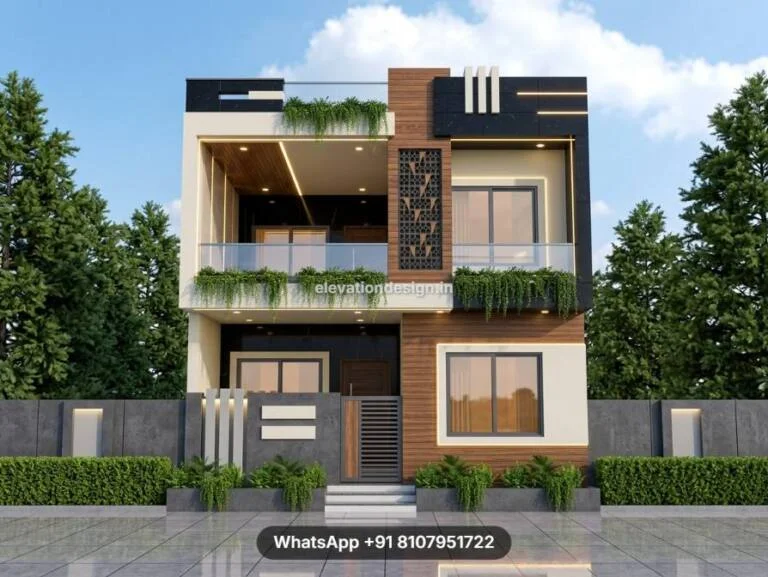 Innovative Stone Duplex Front Balcony Design House