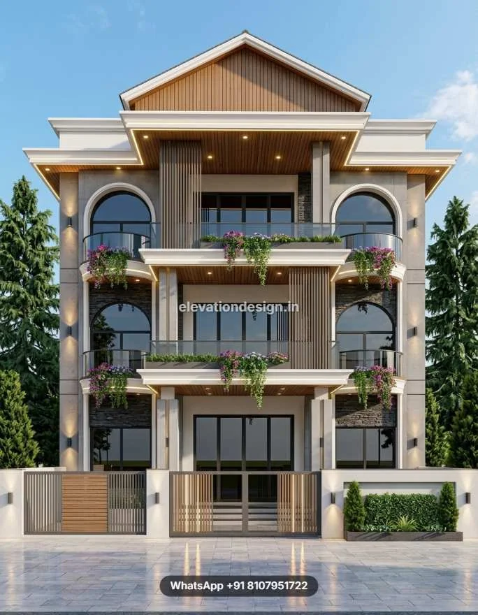 Luxurious 3d Elevation Design For House With 3 Floor