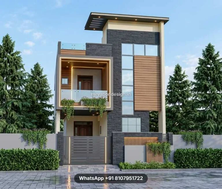 Luxury Charcoal Stone New Home Front Design