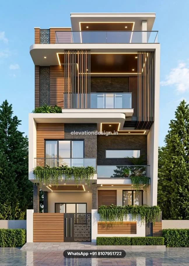 Modern Designer 32 Ft Front Elevation With Balcony