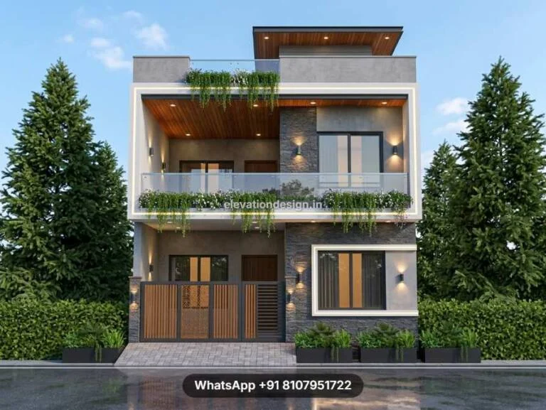 Modern G 1 Home Front Design With Flat Roof Greenery