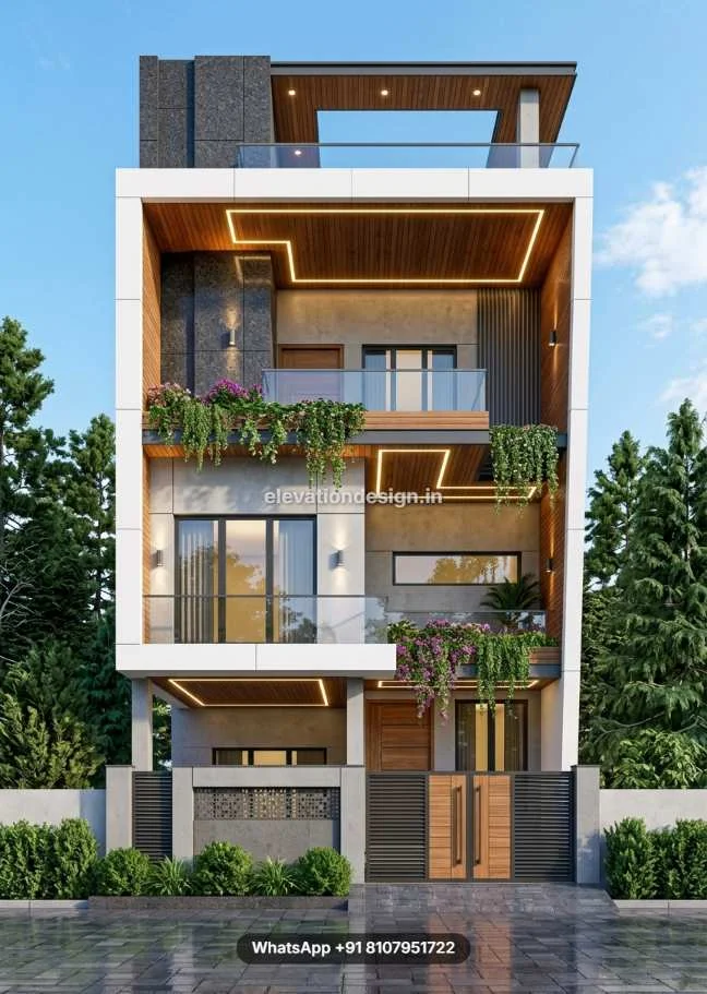 Modern Ghar Facade With 3 Floor