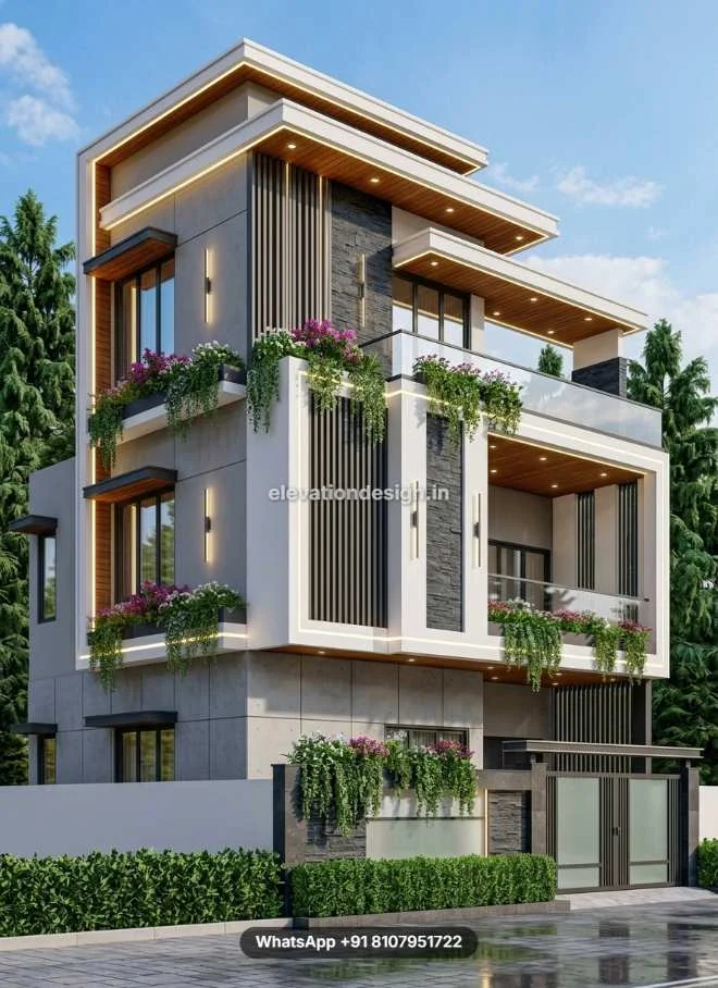 Modern Structural Residential Building Elevation Design