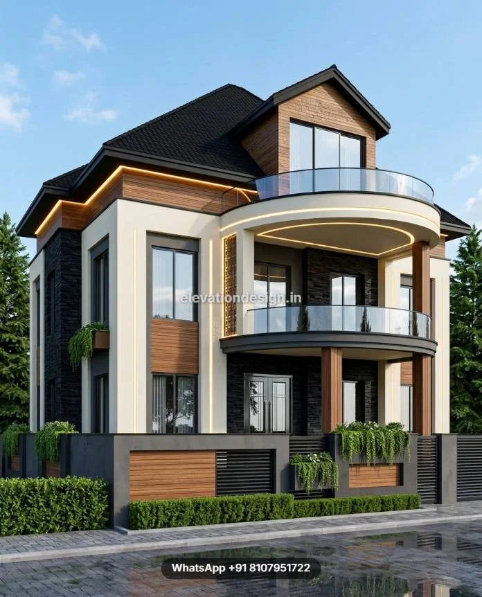 Stone Elevation Design For 2 Floor Building