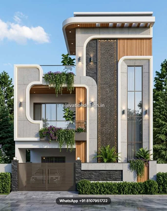 Unique Front Glass Elevation Design